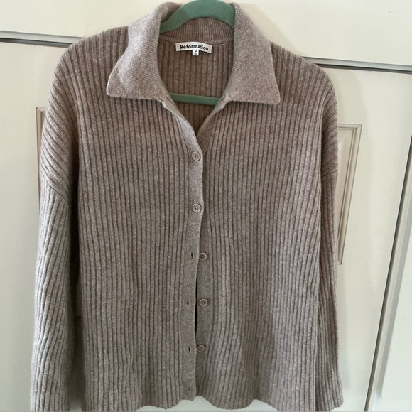 Reformation Fantino Cashmere Collared Cardigan Sz M Runs Large - Picture 6 of 8